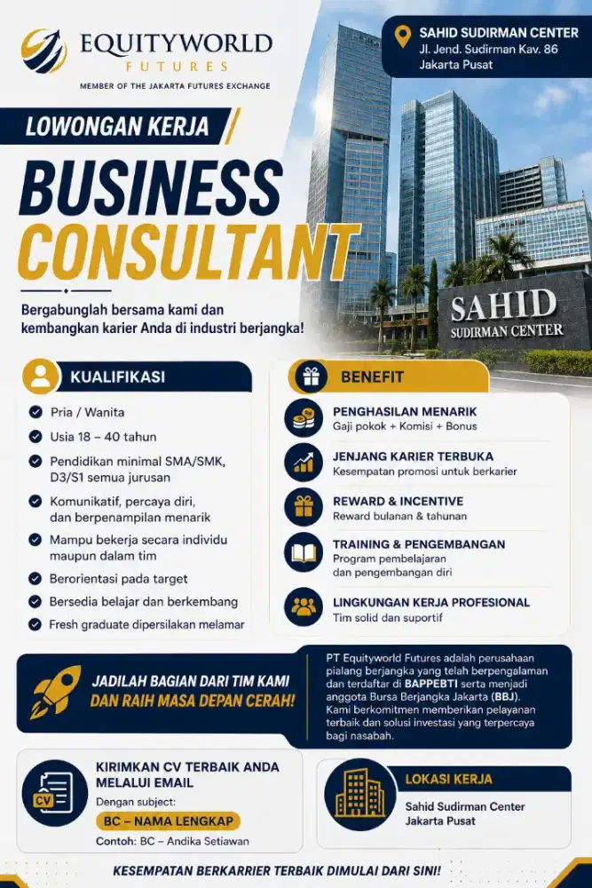 Loker Business Consultant Jakarta Pusat – Fresh Graduate Welcome