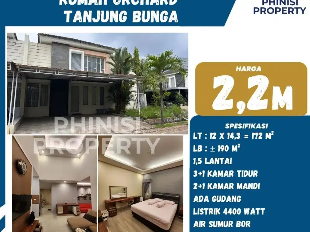 DIJUAL Rumah sudut di Kompleks Grand Orchard Tanjung Bunga