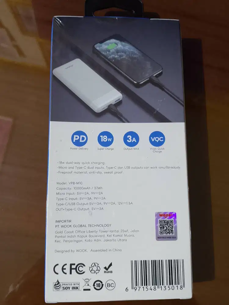 POWER BANK VIVAN 10.000 mAh
