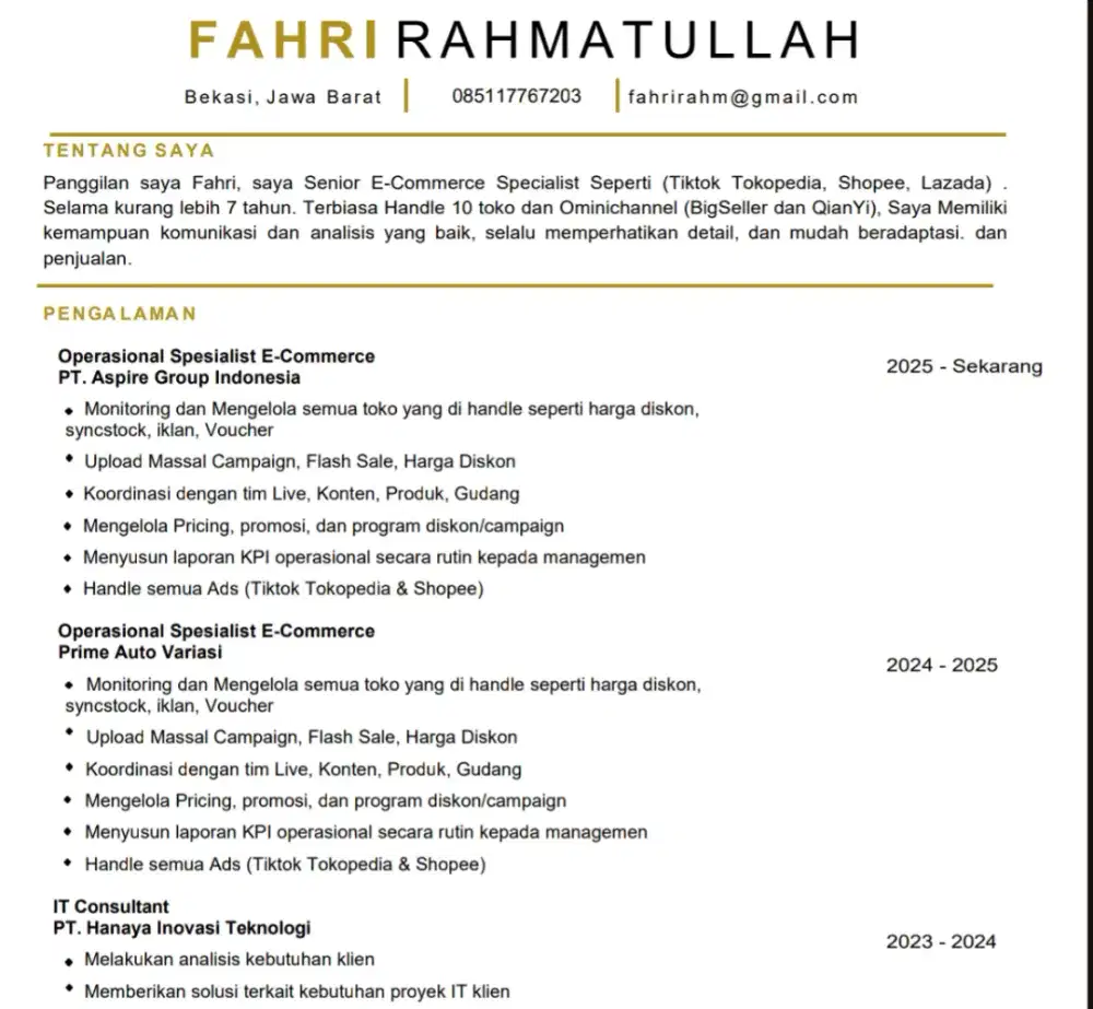 Senior E-Commerce Specialist