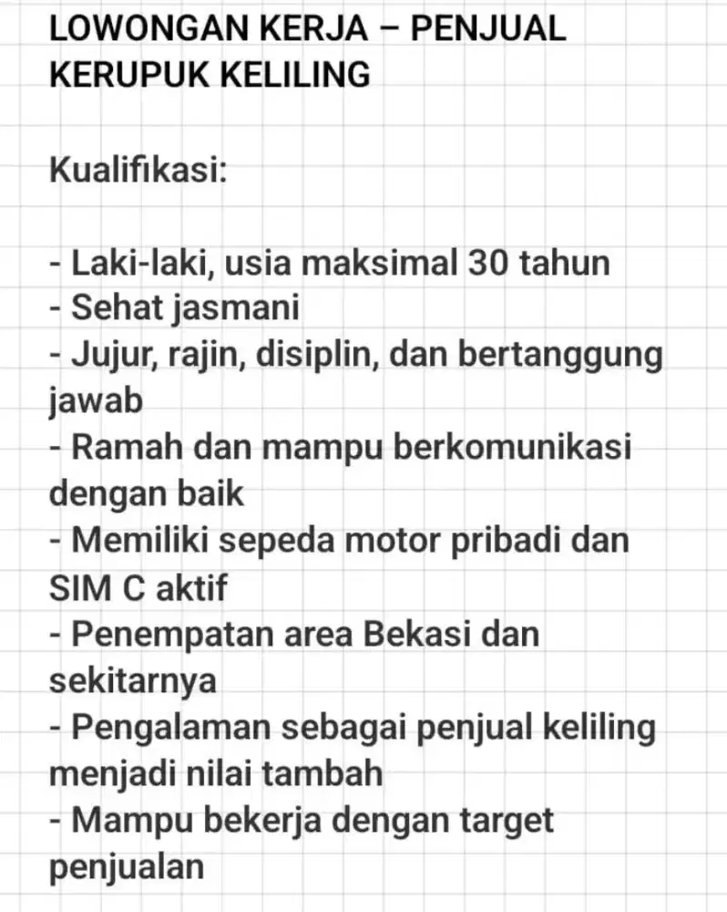 LOKER PENJUAL KERUPUK KELILING