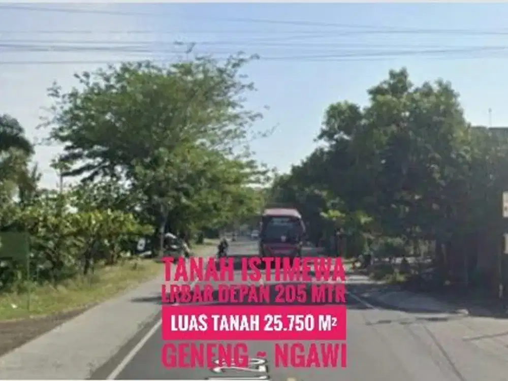 DIJUAL Tanah Pekarangan LD 205 mtr, NOL Jl Raya Propinsi Madiun-NGAWI Sipp