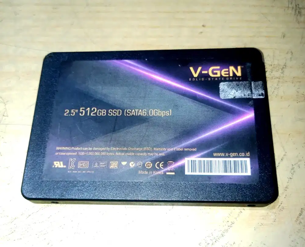 SSD SATA 2.5 Vgen Platinum 512 GB Healty 100%, Kondisi Normal,