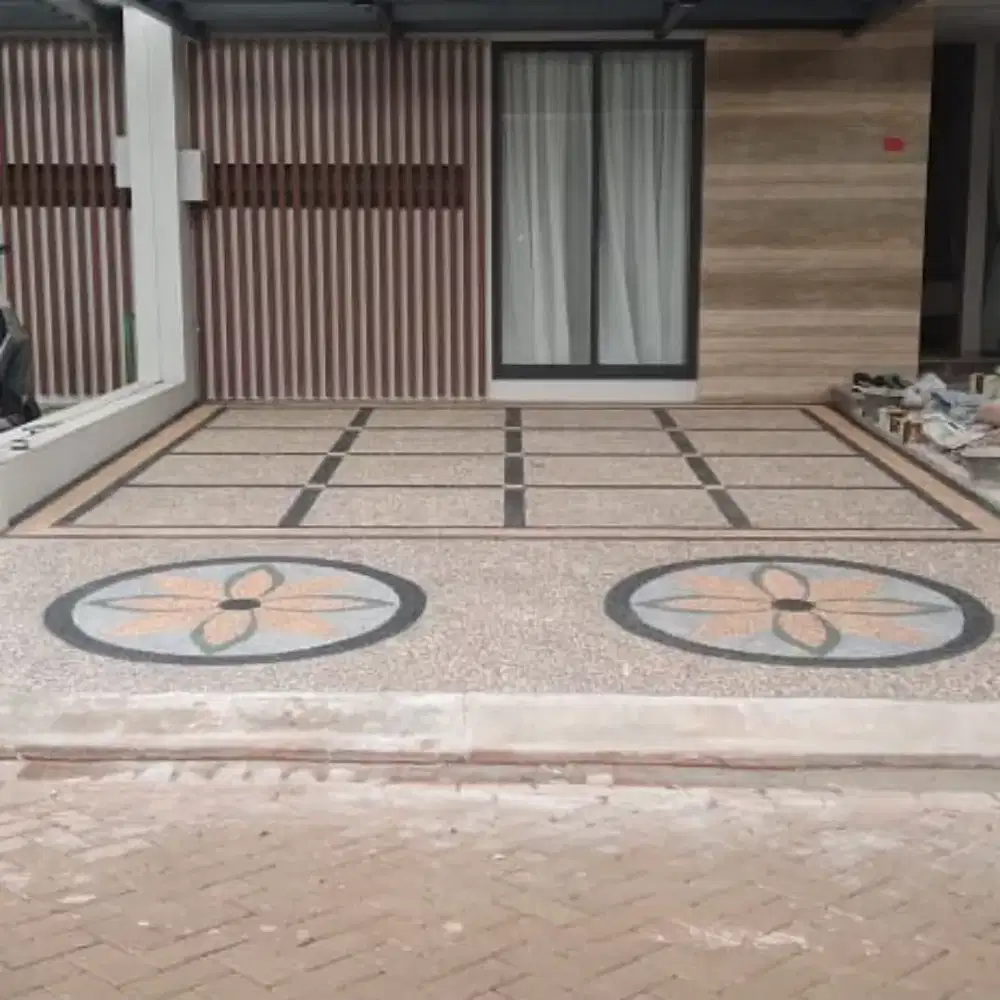 Lantai model carport batu sikat