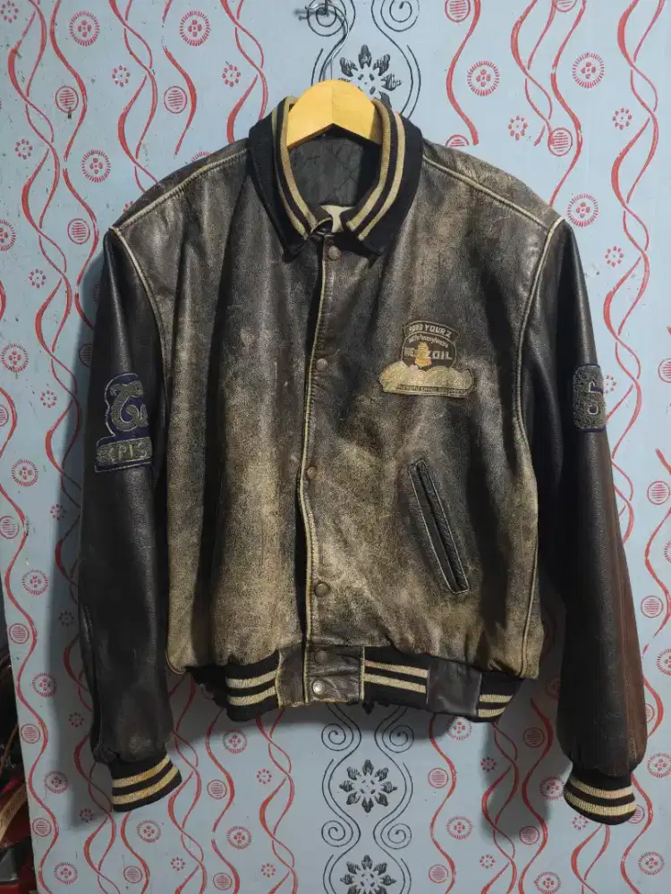 Jaket kulit Bomber pilot Vintage