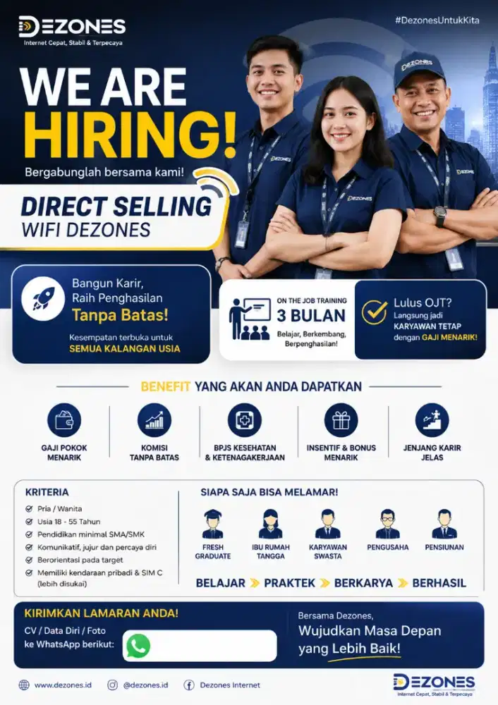 WE ARE HIRING!
DIRECT SELLING – WIFI DEZONES