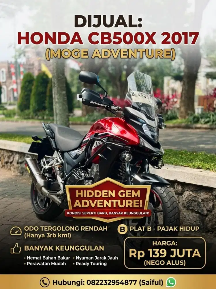 Odo 3rb Simpenan!!Honda CB500x 2017 Plat B full Paper Mulus-Mustika
