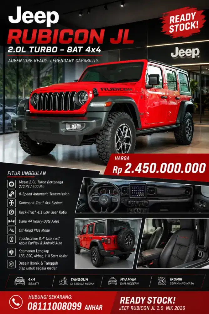 Jeep rubicon 2.0cc 4 dr nik 2026