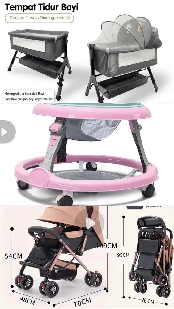 Bed, stroller dan baby walker