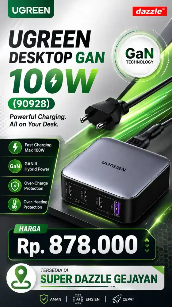 UGREEN DESKTOP GAN CHARGER 100W (90928)