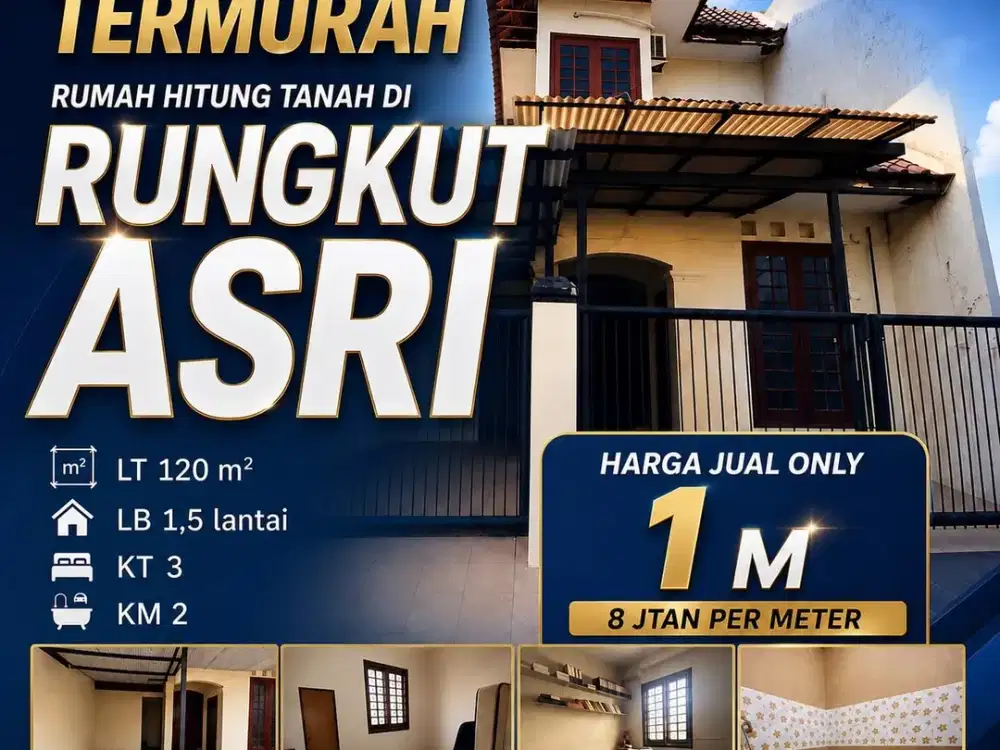 Dijual Termurah Rumah Hitung Tanah di Rungkut Asri Surabaya