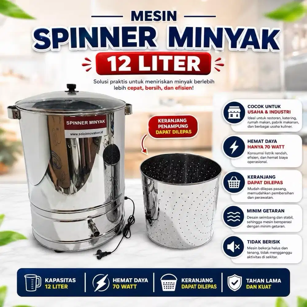 mesin spinner minyak 12 liter, tutup kaca
