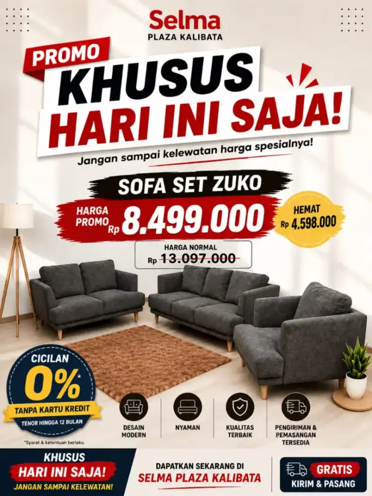 Flash Sale Sofa Set Terhemat Zuko Selma