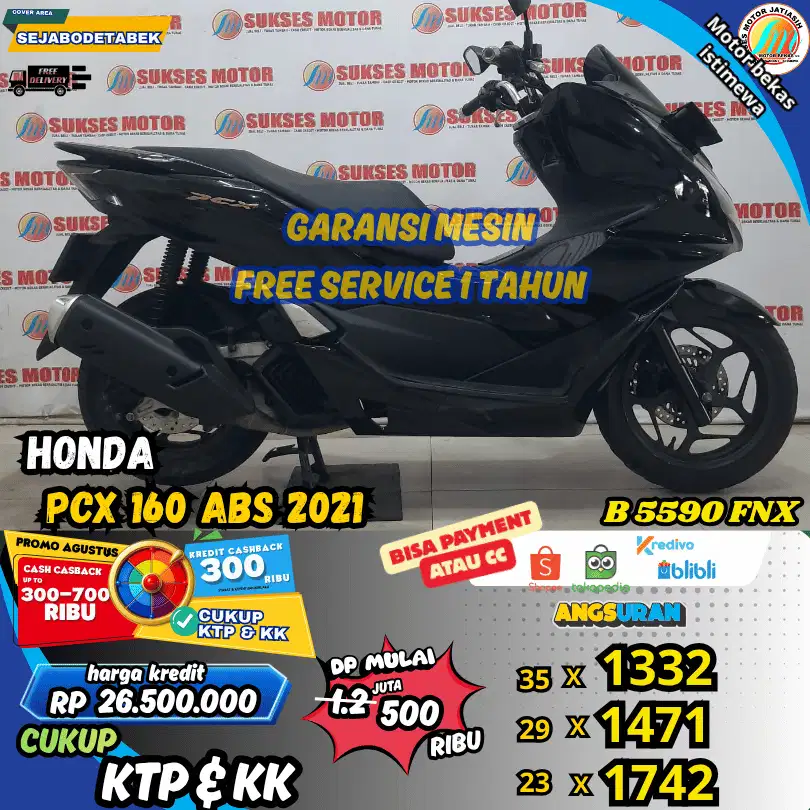 PCX 160 ABS 2021 BISA PAKAI PAYMENT CC & SPYLATER KREDIVO(SUKSESMOTOR)