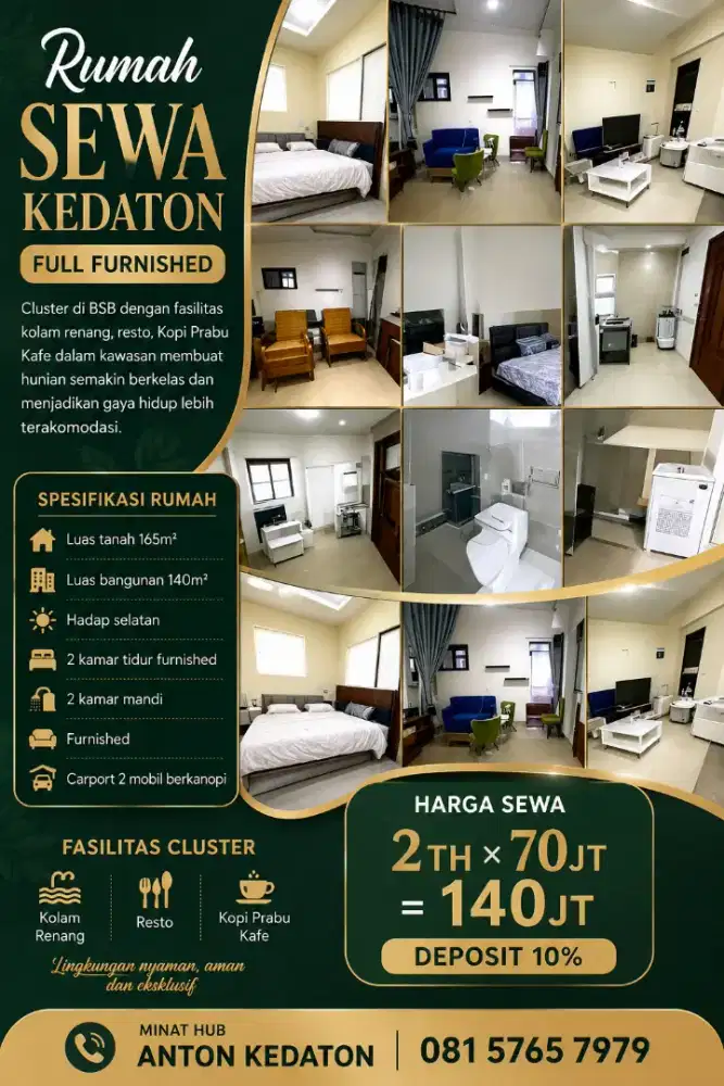 DISEWAKAN BARU KEDATON BSB CITY FURNISHED LOK STRATEGIS CEPAT SEGERA
