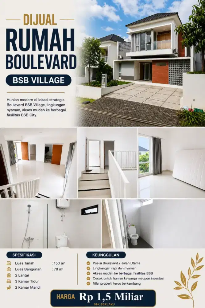 DIJUAL BOULEVARD BSB VILLAGE CEPAT SEGERA LOK STRATEGIS