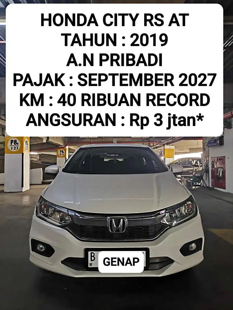 Honda City RS AT 2019 Putih Low KM Record