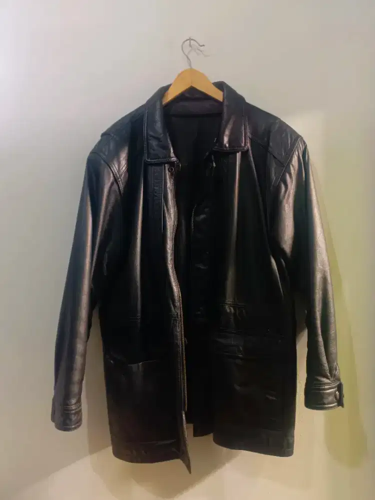 Vintage Oversized Black Leather Jacket