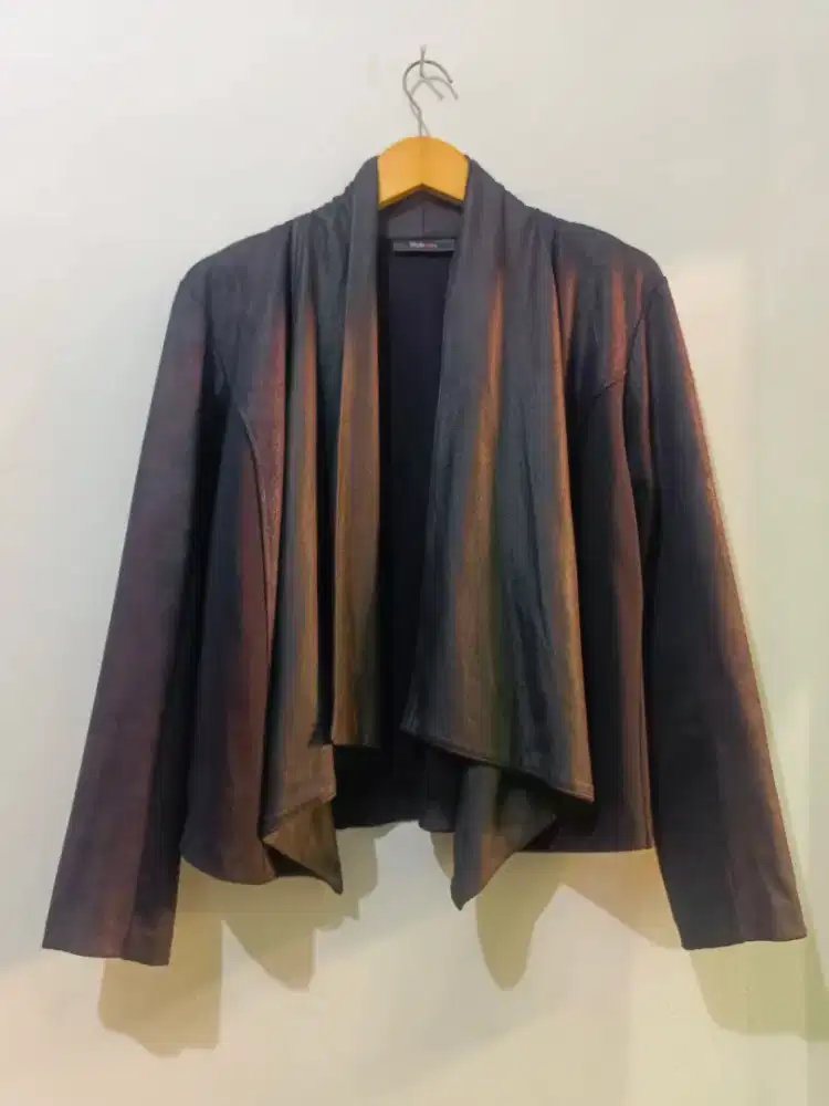 Style & Co Black Drapey Open Front Blazer Large