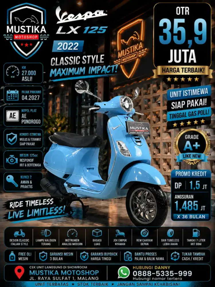 Warna Fav‼️Vespa Lx 125 2022. DANNY Mustika.Motor Malang