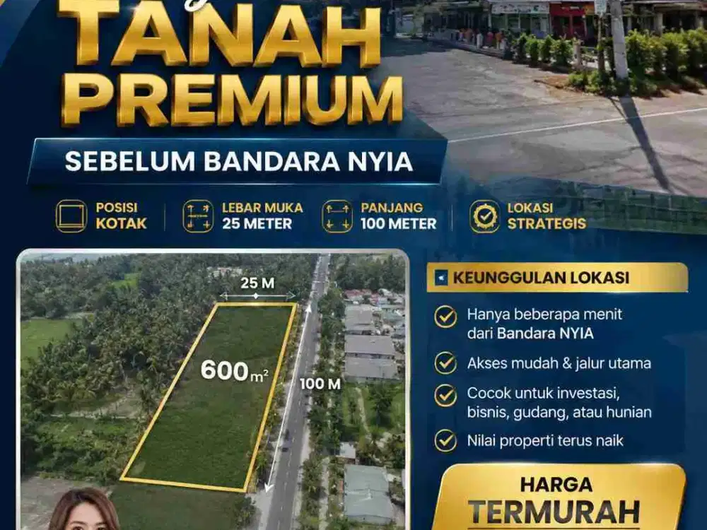 Tanah bonus bangunan 600 m dari Bandara NYIA