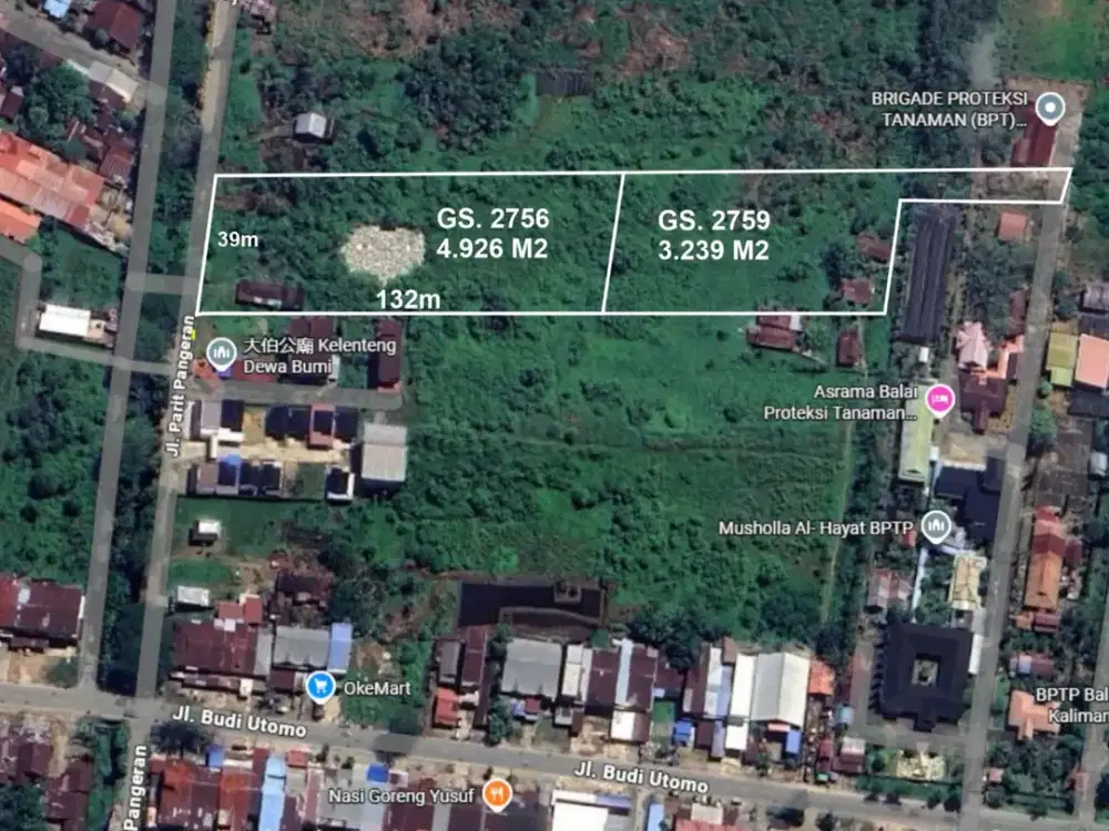 TANAH Luas 4.926 M Harga RP. 500RB/M PARIT PANGERAN