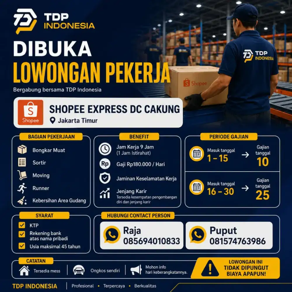 Di butuhkan banyak pekerja
