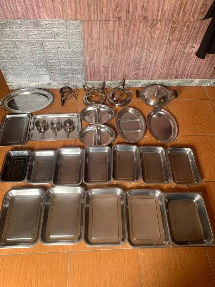 set perlengkapan stainless untuk catering/prasmanan,