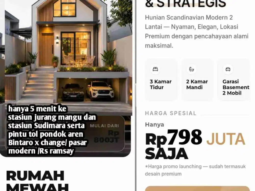 MILIKI RUMAH MEWAH DENGAN EKSLUSIF BESEMEN  BISA PARKIR 2 MOBIL