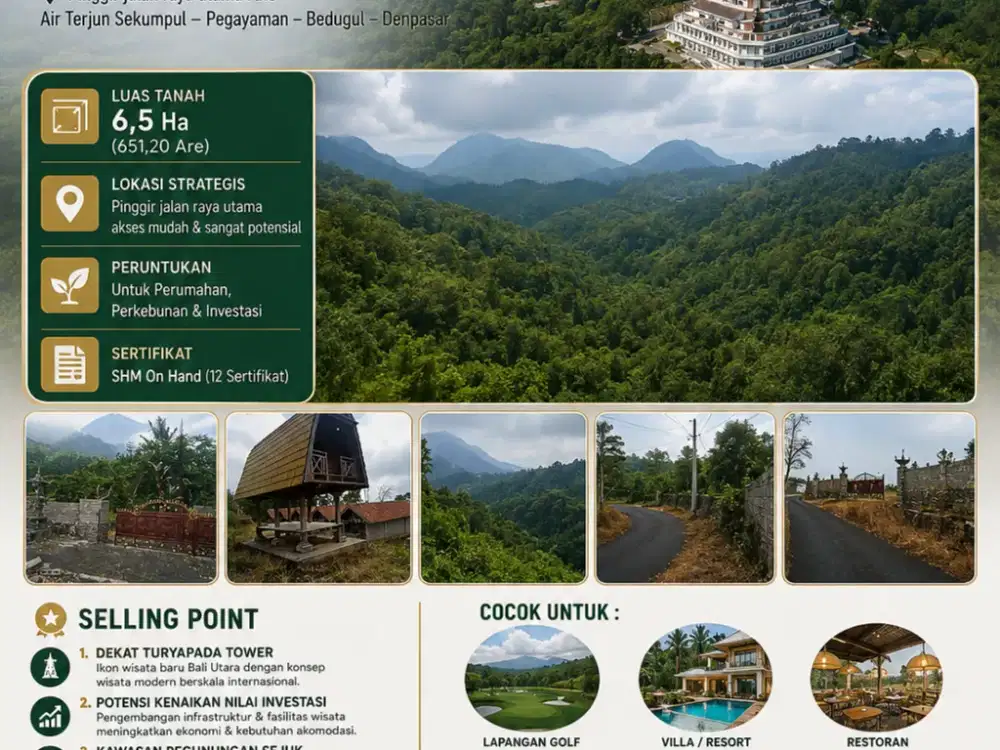 Di Jual Tanah di Bali di kawasan wisata Turyapada tower
