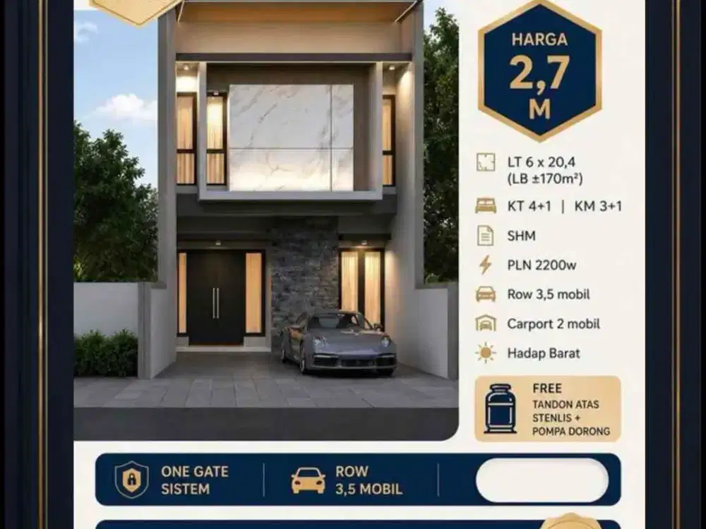 Dijual Rumah Manyar! 2 Lantai! Banyak Bonus! Baru Gress