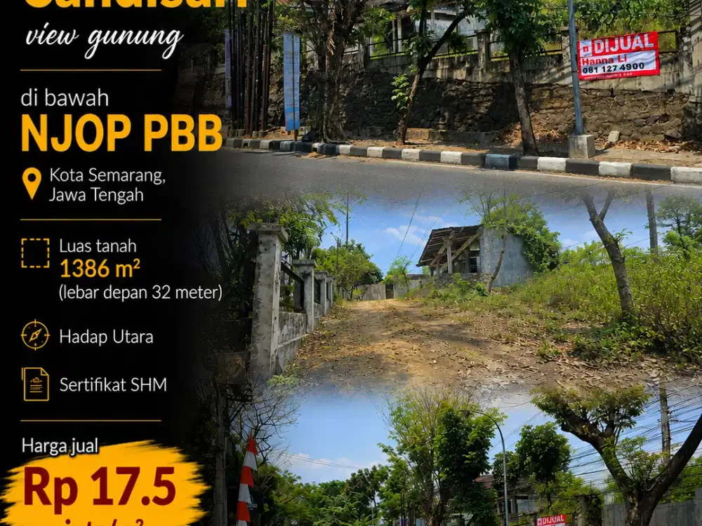 Wahidin, Candisari, sebrang Starbuck, cocok untuk cafe, di bawah NJOP, view gunung, Semarang