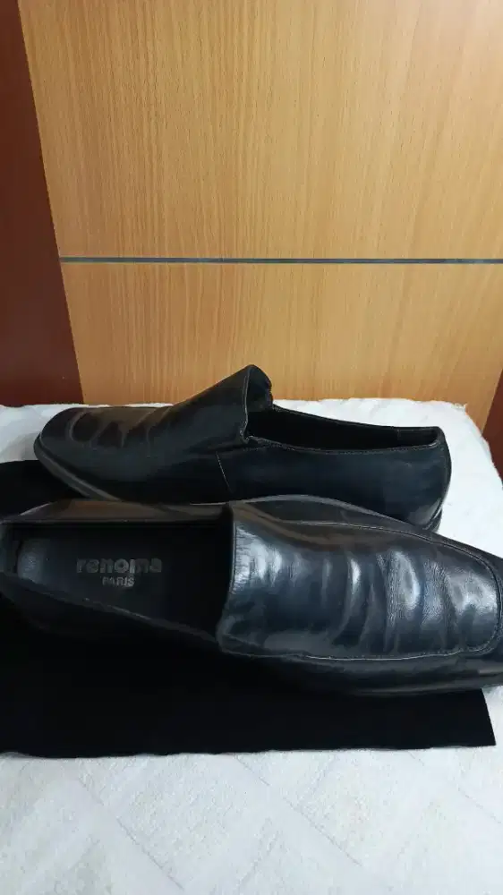 Sepatu Pantofel Renoma Paris Original - Black Leather Slip On Loafers