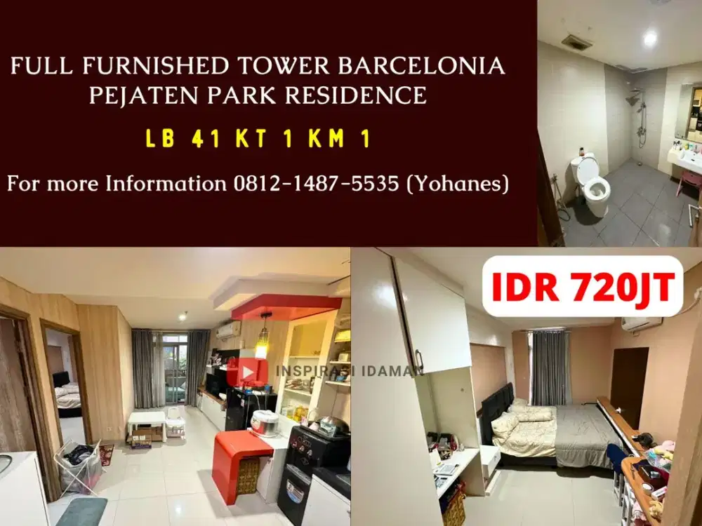 1BR 41mtr full furnished Tower Barcelonia Pejaten Park Residence
