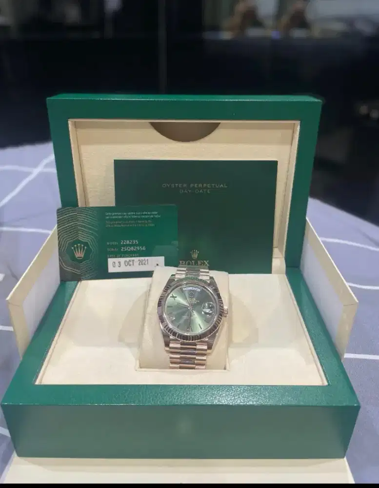 Rolex Day Date Rose Gold Olive Green