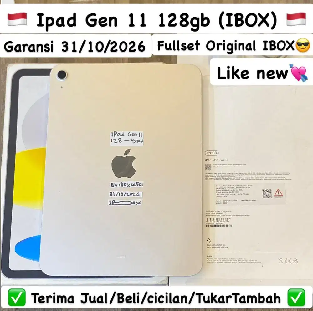 Ipad Gen 11 128 Gb Silver Resmi ibox Masih garansi