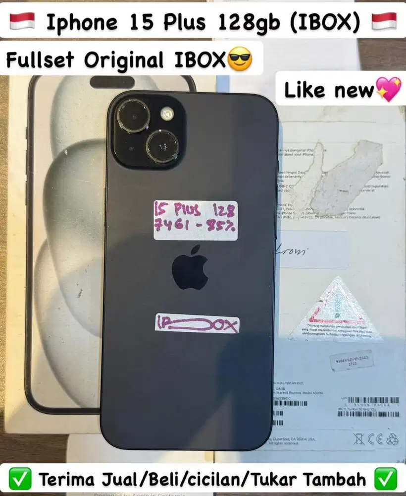 Iphone 15 Plus 128 Gb black Ibox resmi