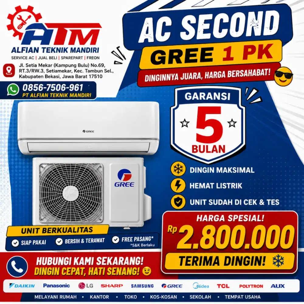 AC second 1PK terima dingin