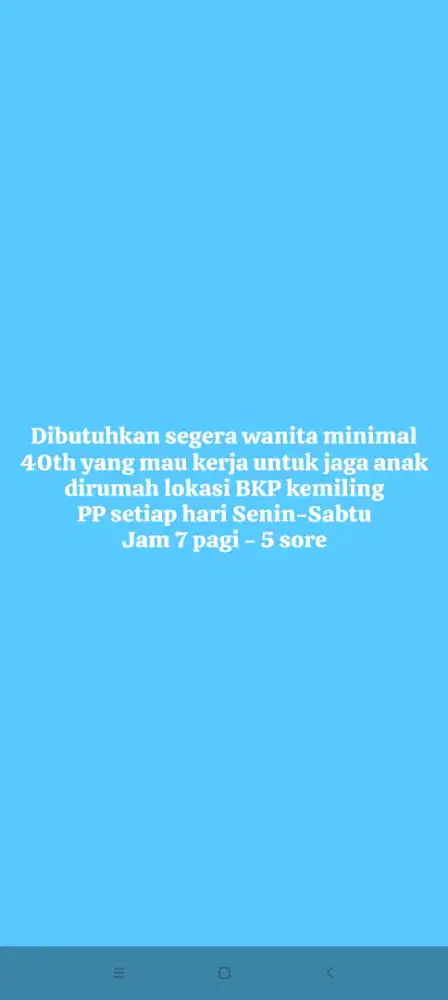 Dibutuhkan momong anak dirumah