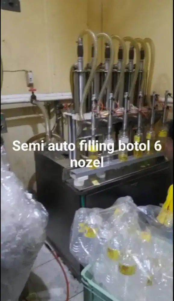 Mesin Filling Minyak Nozel 6 Botol + Kompressor