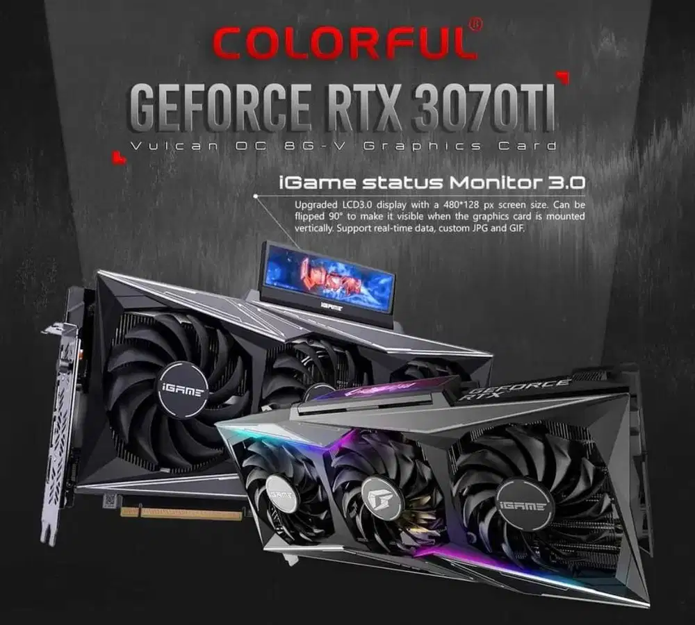 Ready VGA Colorfull iGame Vulcan RTX 3070Ti 8GB GDDR6X Fullset LCD OK
