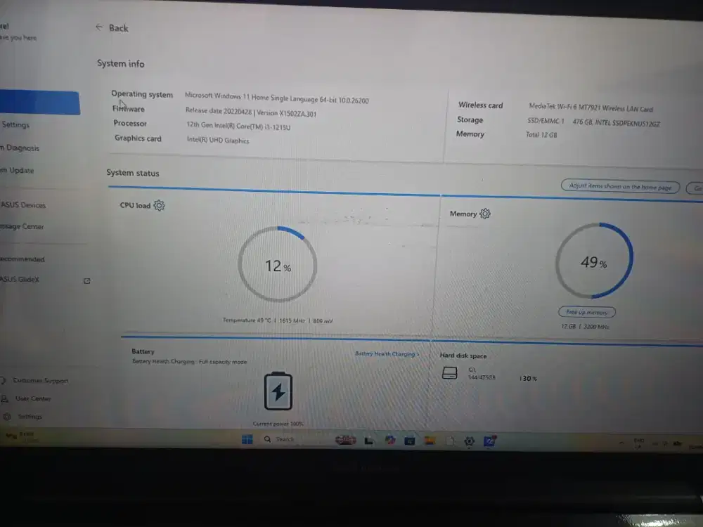 ASUS Vivobook 15 Touchscreen i3 Gen 12 / RAM 12GB / SSD 512GB  Mulus