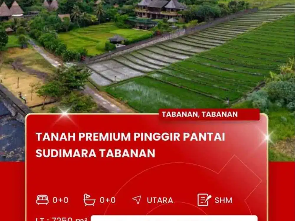 DIJUAL TANAH STRATEGIS PINGGIR PANTAI SUDIMARA TABANAN BALI