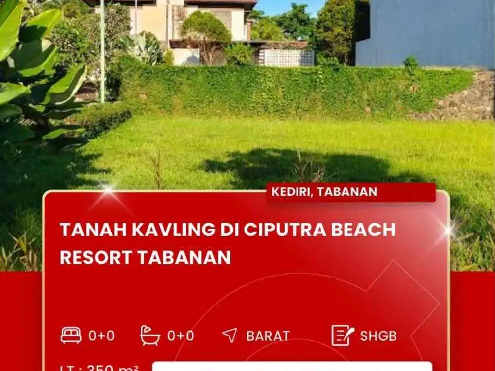 DIJUAL TANAH KAVLING KAWASAN CIPUTRA BEACH RESORT TABANAN BALI