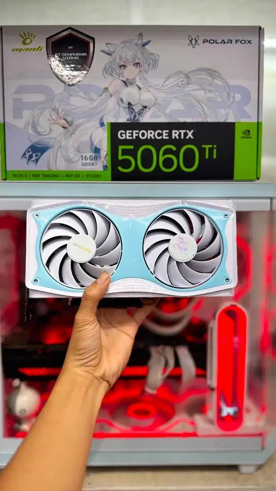VGA Baru Manli Polar Fox White RTX 5060Ti 16GB GDDR7 Grnsi 3 thn