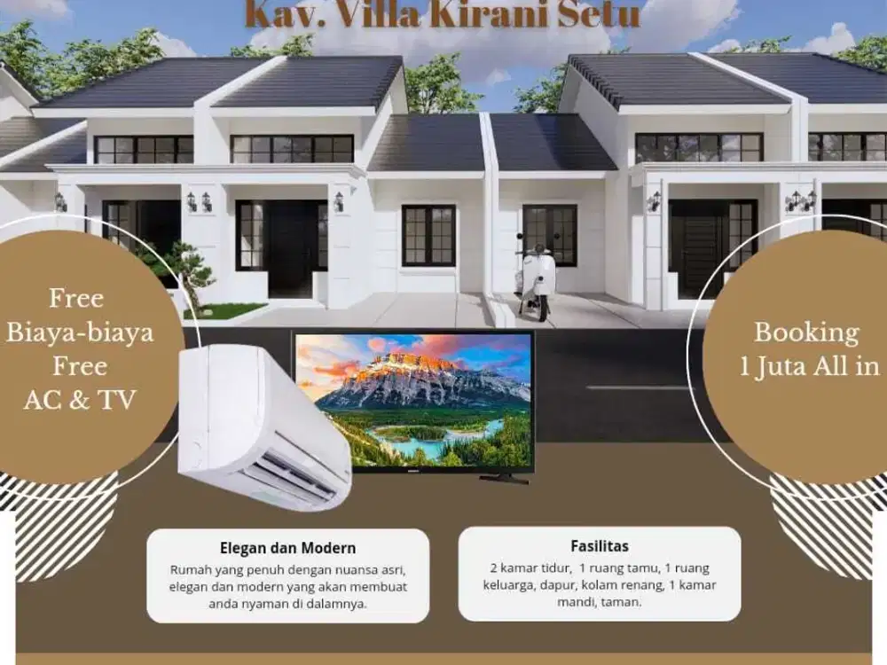 PROMO RUMAH ALL IN 1 JUTA TANPA DP, FREE AC DAN TV, 10 MENIT KE GRAND WISATA