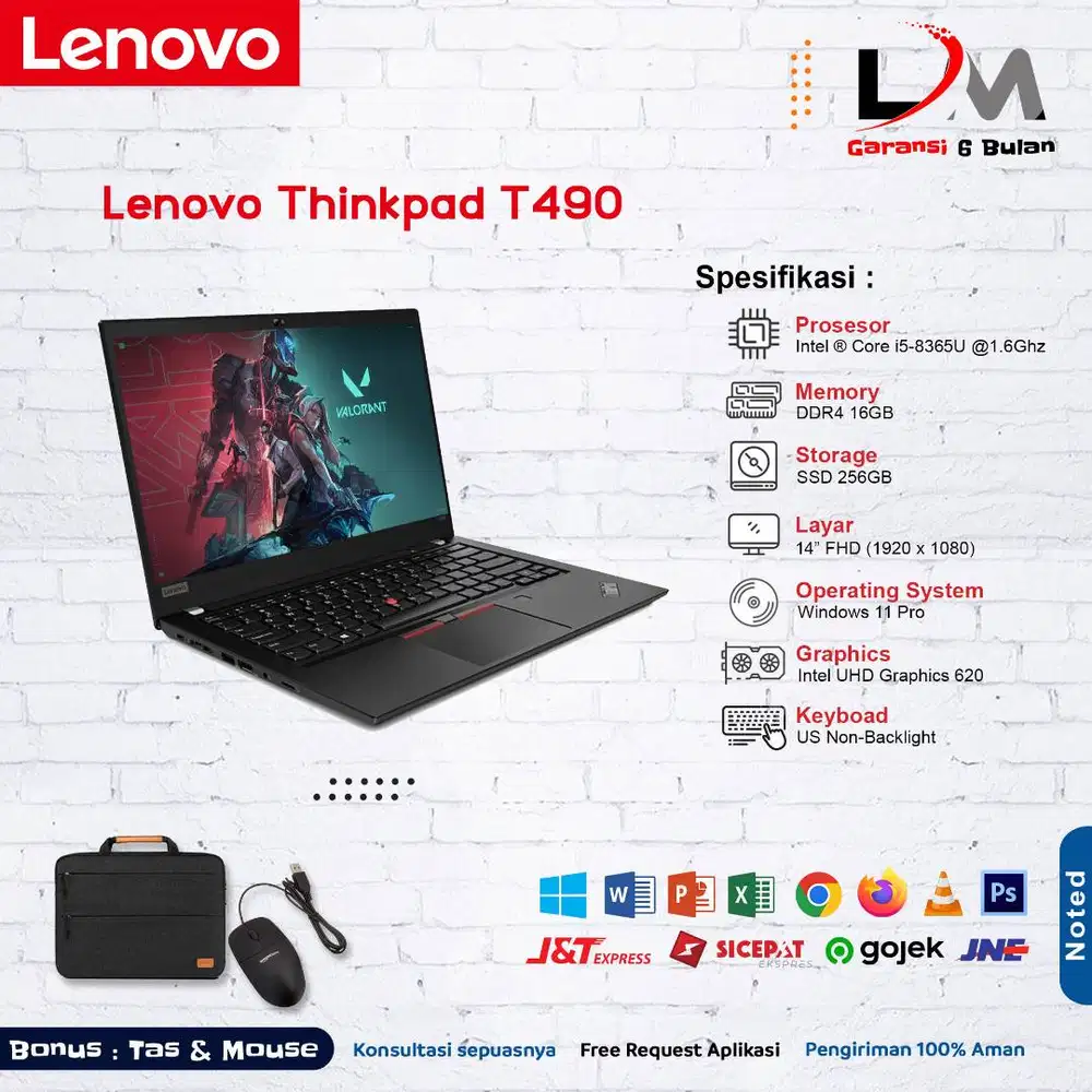 Lenovo Thinkpad T490 i5 Gen 8 Ram 16GB Ssd 256GB Win 11 Siap Pakai 2nd