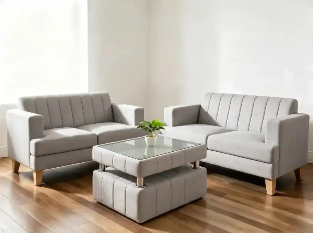 Sofa retro 2d+2d+meja susun murah