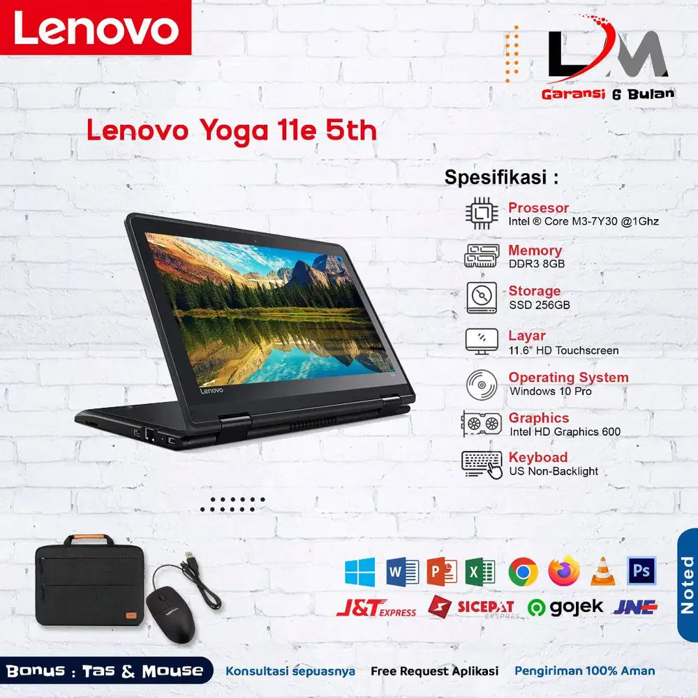 Lenovo Yoga 11e m3 Ram 8GB Ssd 128GB Win 10 Siap Pakai Bergaransi