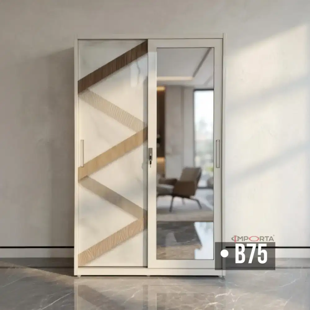 Lemari Pakaian Besi Pintu Sliding 2 Pintu Importa OKELO B75